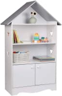 Woltu Bücherregal mit Tür 3 Regale Weiß-Grau Kinderzimmer Bild 4