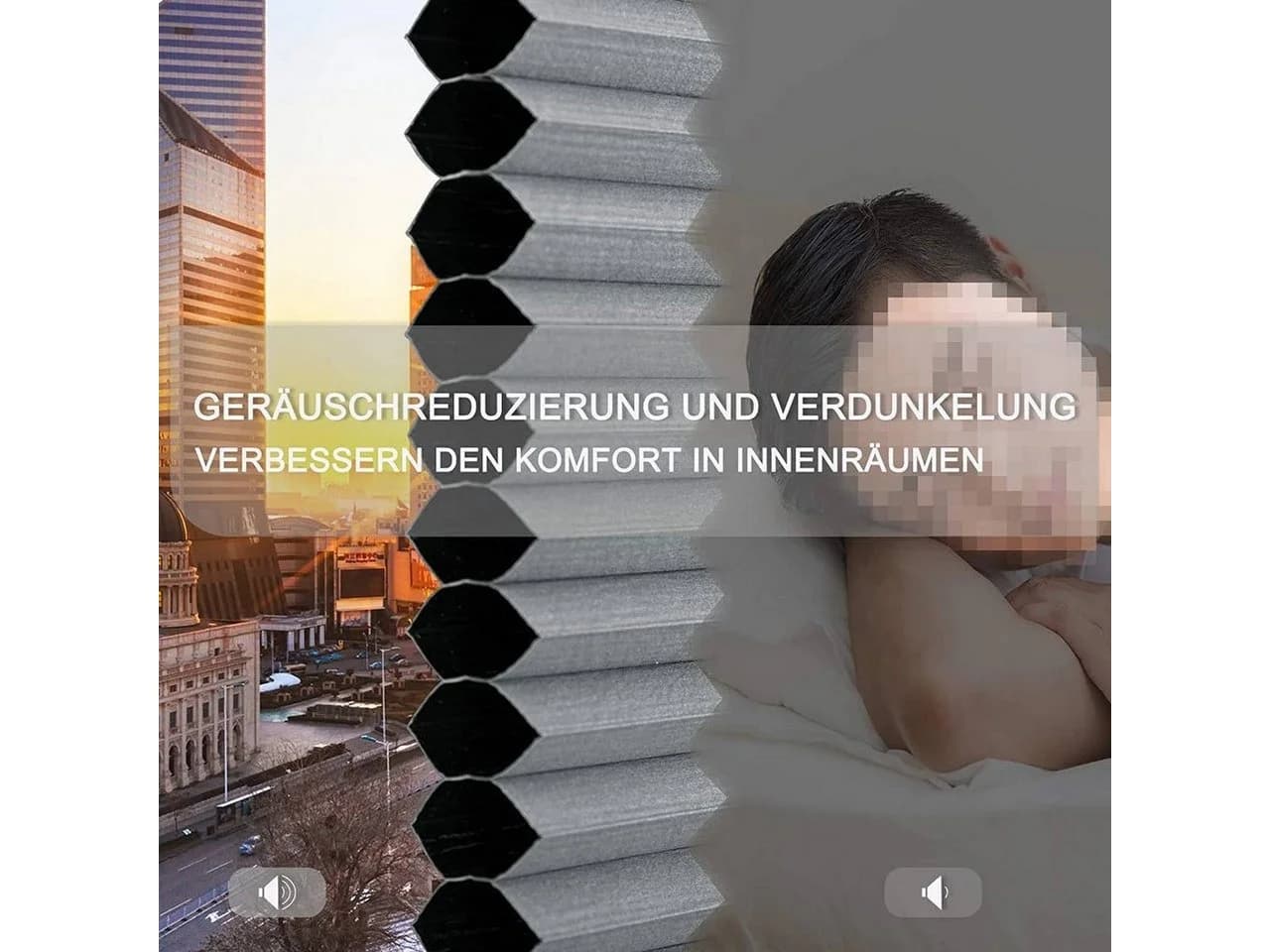 Woltu Plissee Verdunkelnd Grau-Weiß Klemmfix Wabenplissee - Bild 3