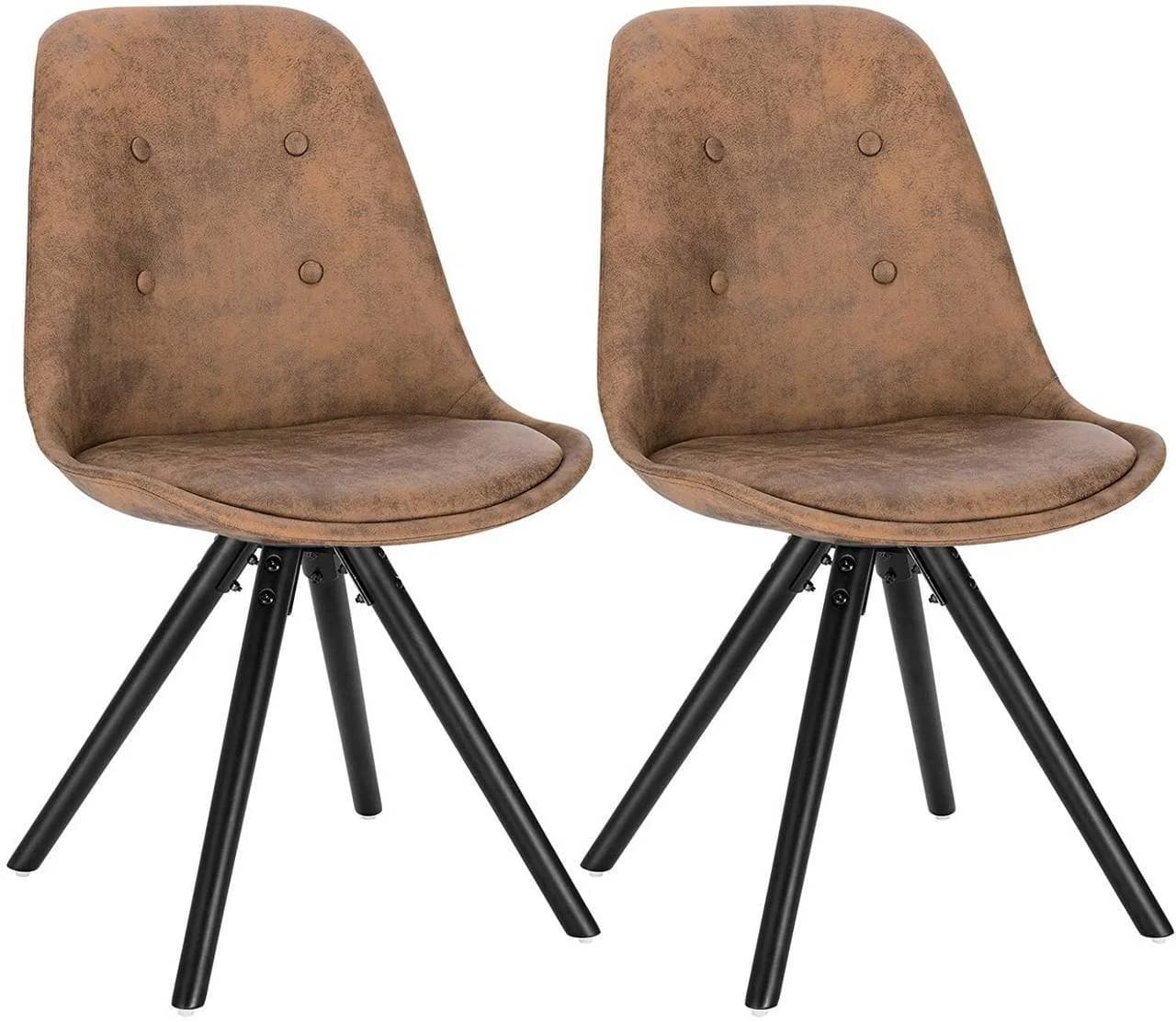 Woltu Esszimmerstuhl 2er Set Dunkelbraun Stoff Massivholz - Bild 2