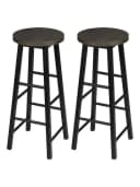 Woltu Barhocker 2er Set Stahl MDF Schwarz Braun Industrial Bild 2