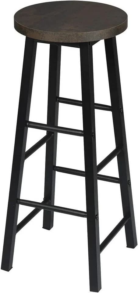 Woltu Barhocker 2er Set Stahl MDF Schwarz Braun Industrial - Bild 5