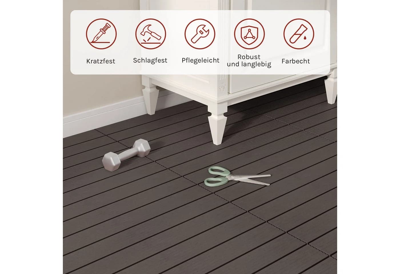 Woltu WPC-Fliesen 30x60cm Anthrazit Braun Grau Coffee Klicksystem - Bild 4
