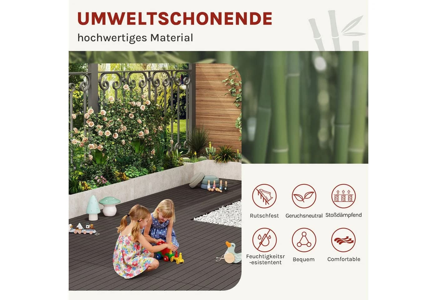 Woltu WPC-Fliesen 30x60cm Anthrazit Braun Grau Coffee Klicksystem - Bild 5