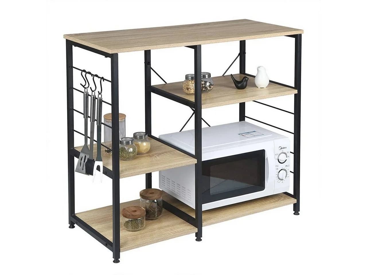 Woltu Küchenregal 5 Ablageflächen Metall Holz Schwarz - Bild 4