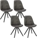 Woltu Esszimmerstuhl 4er Set Stoff Massivholz Retro Design Bild 2