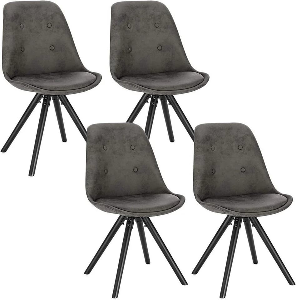 Woltu Esszimmerstuhl 4er Set Stoff Massivholz Retro Design - Bild 2