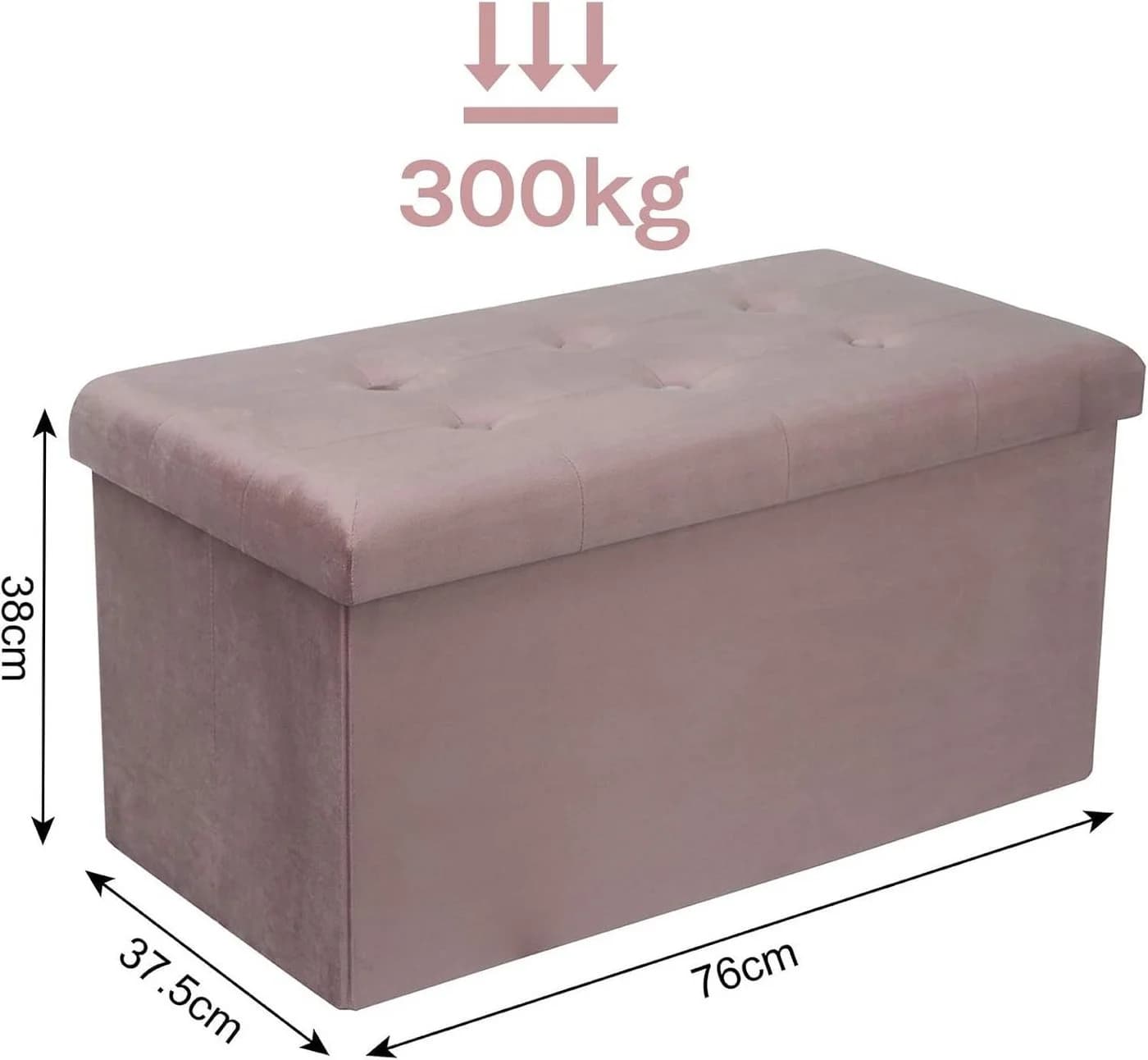 Woltu Faltbarer Sitzhocker Rosa mit Stauraum - Bild 3