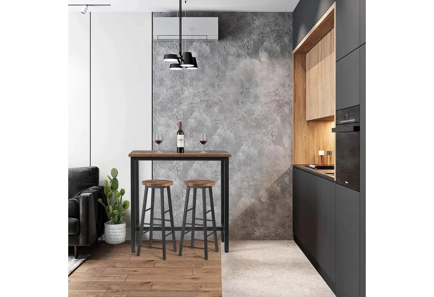 Woltu Bartisch Metall Holzwerkstoff Braun Industrieller Stil