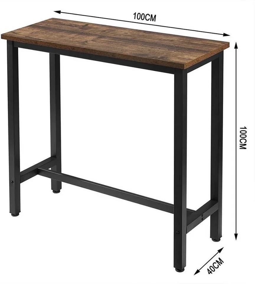 Woltu Bartisch Metall Holzwerkstoff Braun Industrieller Stil - Bild 3