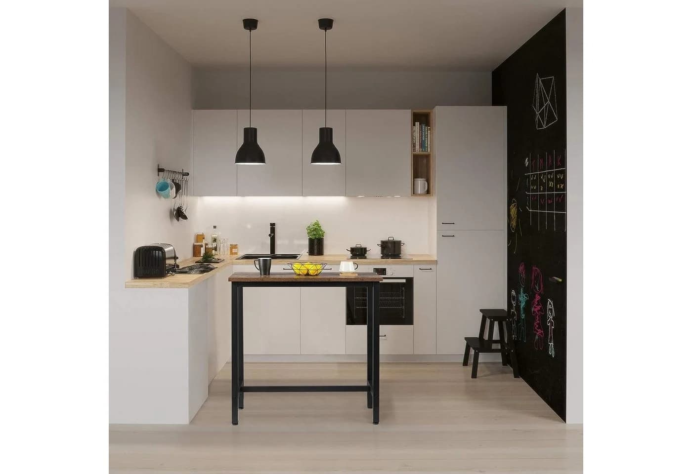 Woltu Bartisch Metall Holzwerkstoff Braun Industrieller Stil - Bild 5