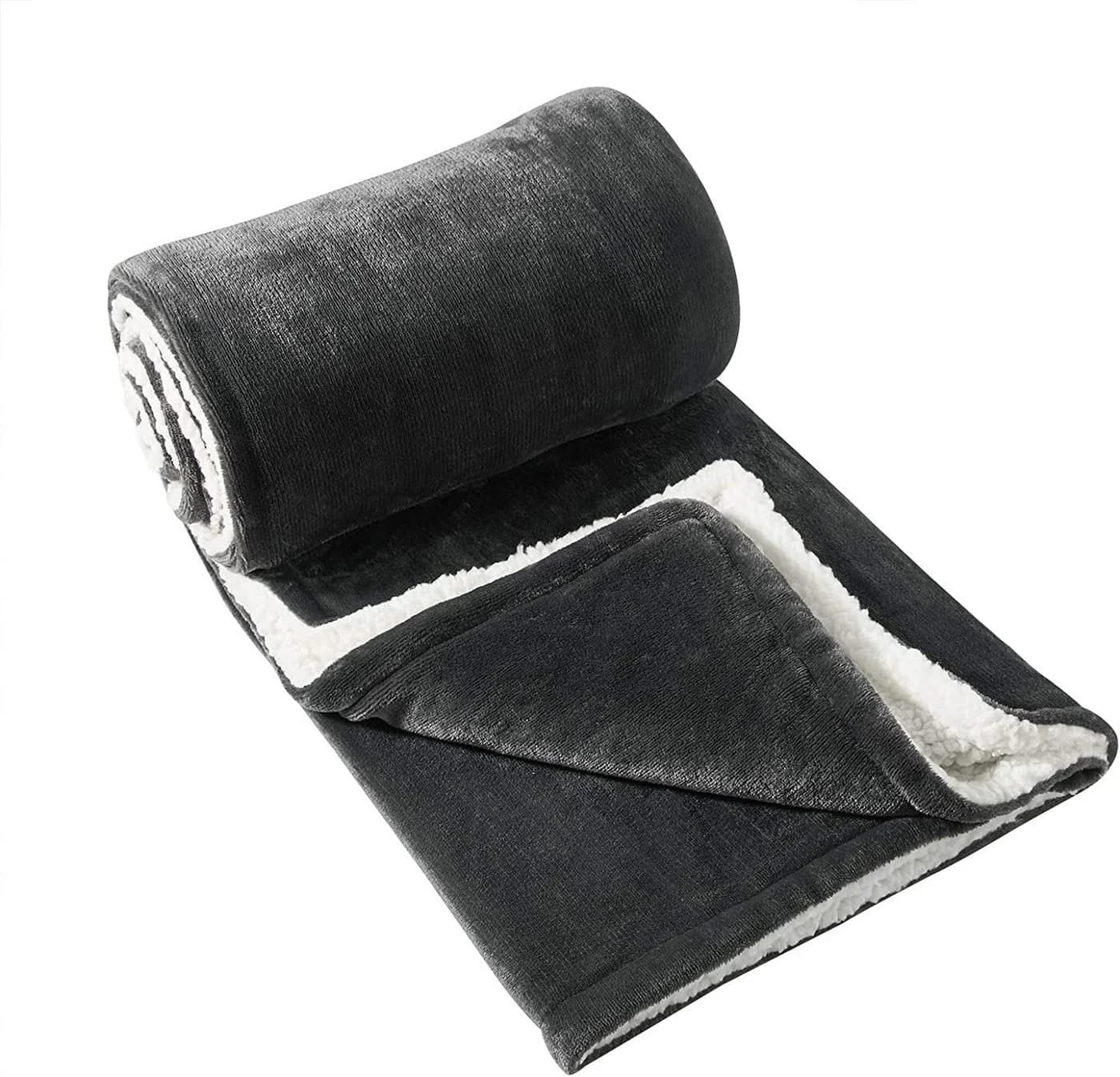 Woltu Kuscheldecke Doppelseitig Flanell Sherpa Grau Anthrazit - Bild 5