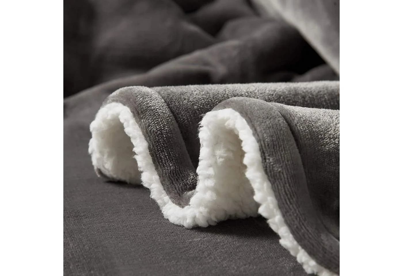 Woltu Wohndecke Kuscheldecke Grau Anthrazit Polyester Doppelseitig - Bild 2