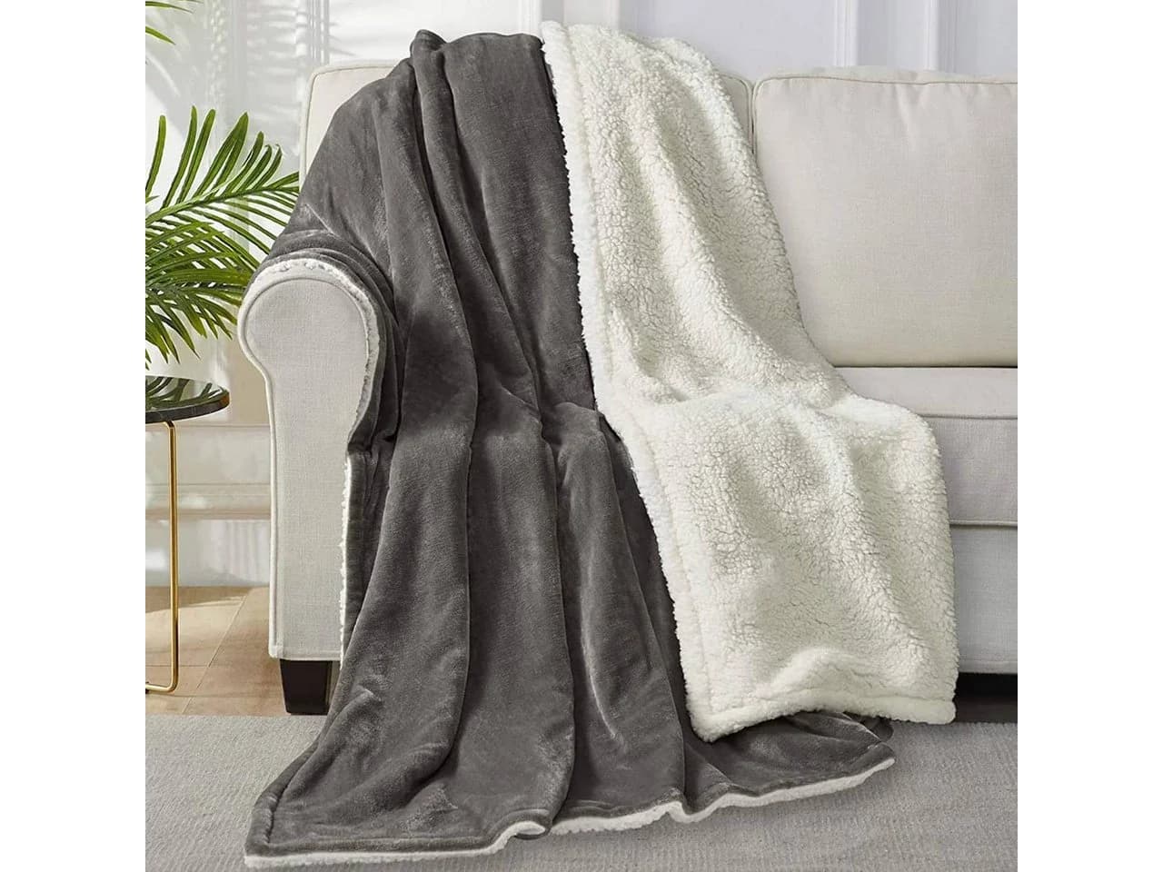 Woltu Wohndecke Kuscheldecke Grau Anthrazit Polyester Doppelseitig - Bild 3