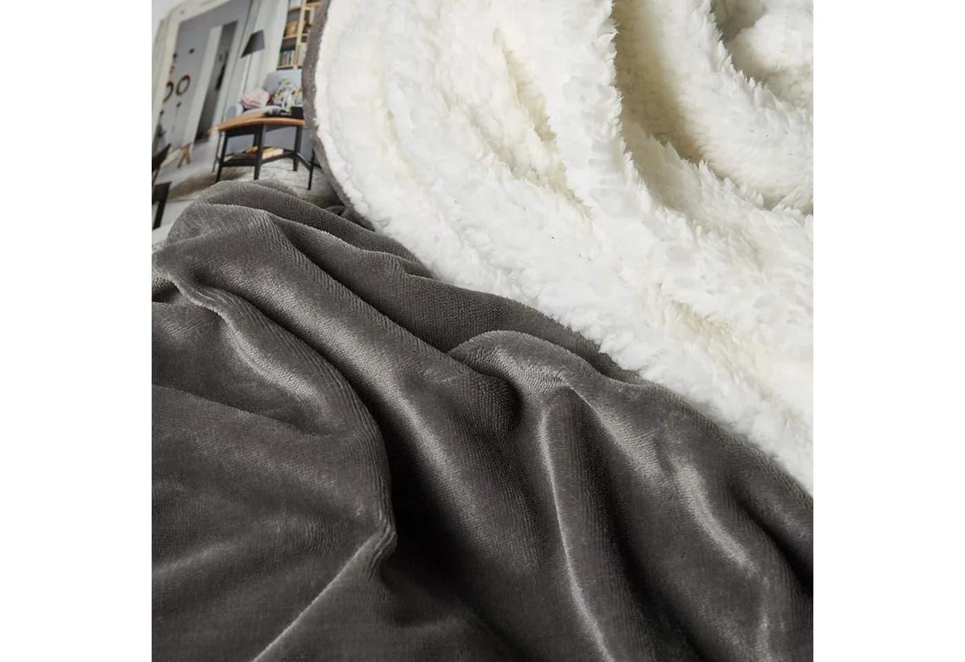 Woltu Wohndecke Kuscheldecke Grau Anthrazit Polyester Doppelseitig - Bild 4
