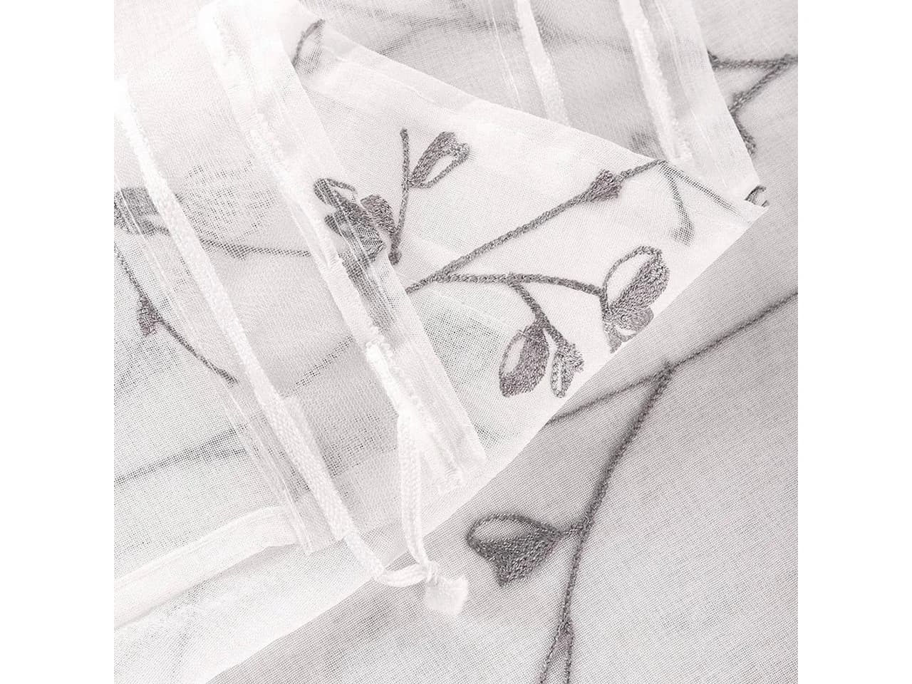 Woltu Gardine 2 St. Halbtransparent Transparent Stickerei Leinenoptik