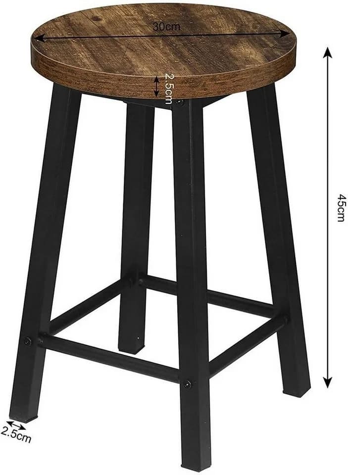 Woltu Holzstuhl 2er Set Schwarz Rostbraun Metallgestell - Bild 3