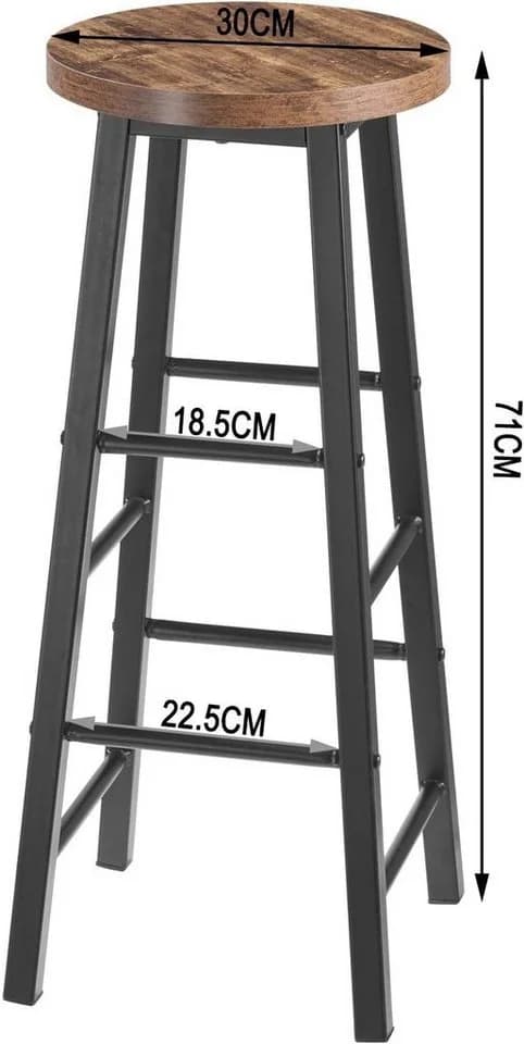 Woltu Barhocker 2er Set Stahl MDF Schwarz Industrial - Bild 3