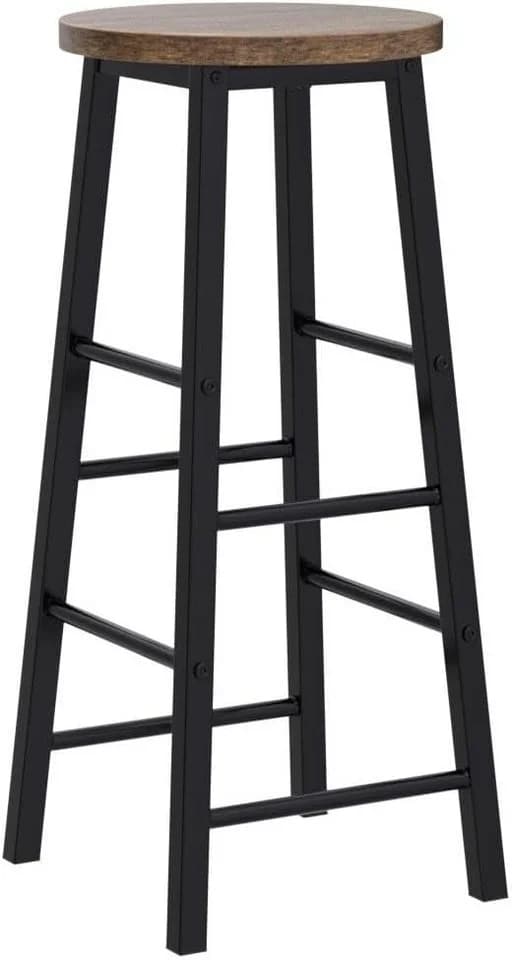 Woltu Barhocker 2er Set Stahl MDF Schwarz Industrial - Bild 4