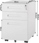 Woltu Rollcontainer Aktenschrank 3 Schubladen Schwarz/Weiß Bild 3