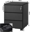 Woltu Rollcontainer Metall Aktenschrank 3 Schubladen Schwarz Bild 3