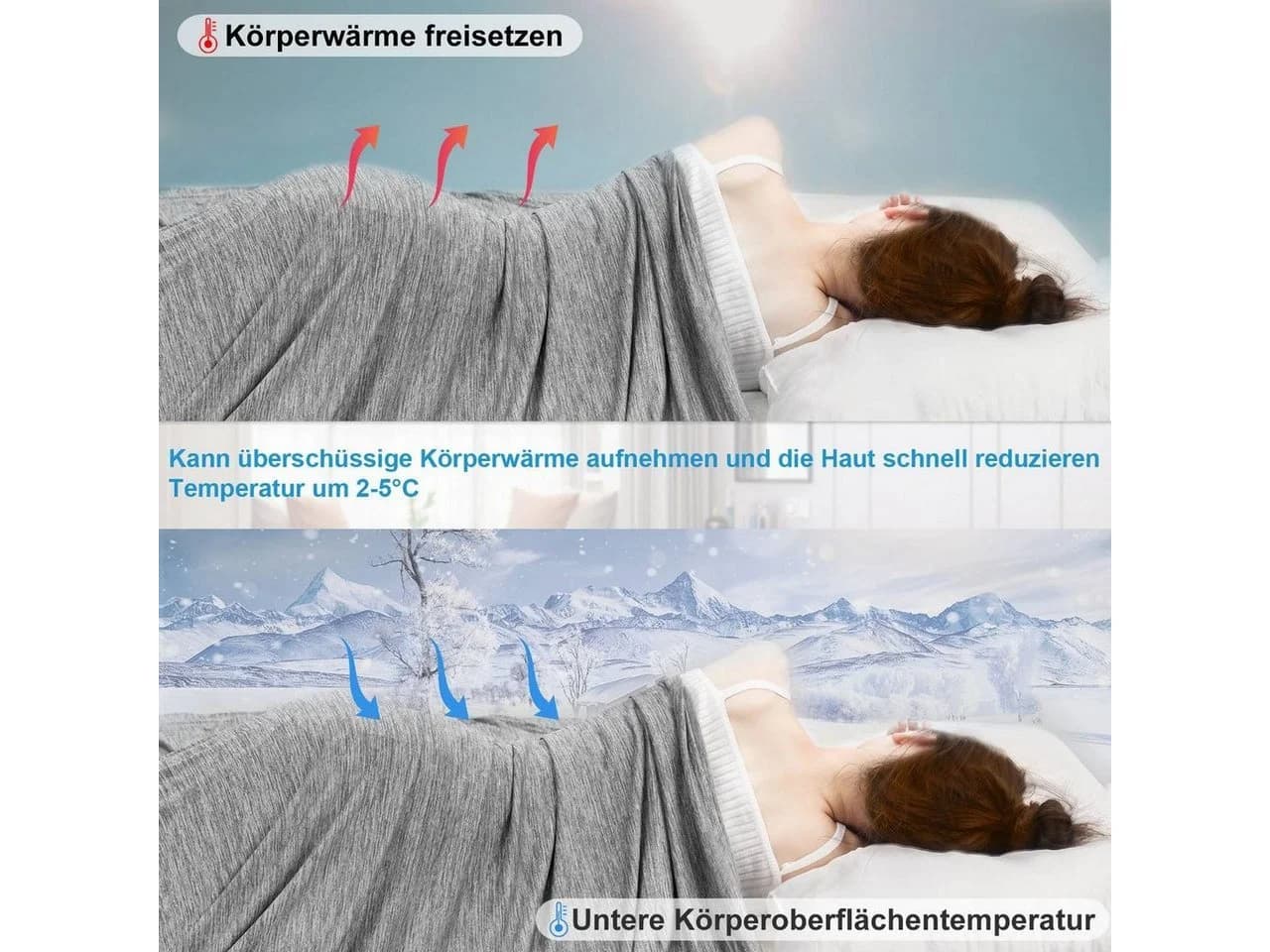 Woltu Sommerbettdecke Selbstkühlend Grau Arc-Chill Mikrofaser - Bild 3