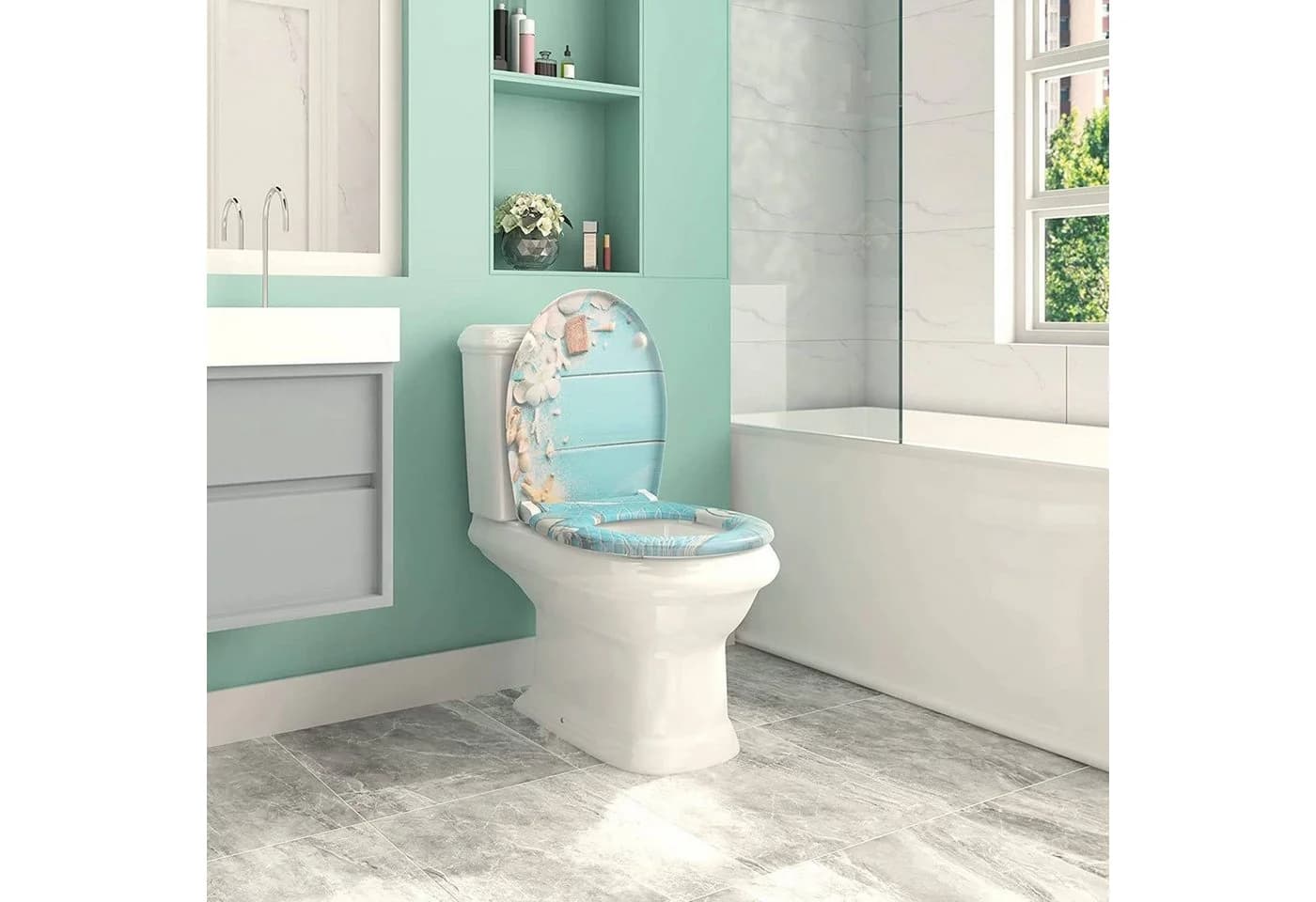 Woltu WC-Sitz Soft-Close mit Absenkautomatik Klodeckel Duroplast