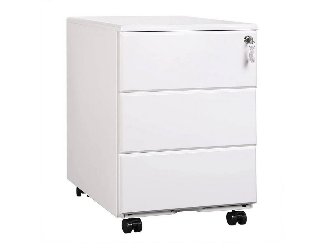 Woltu Rollcontainer Metall Büroschrank 3 Schubladen Schwarz/Weiß - Bild 2
