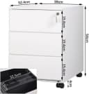 Woltu Rollcontainer Metall Büroschrank 3 Schubladen Schwarz/Weiß Bild 3