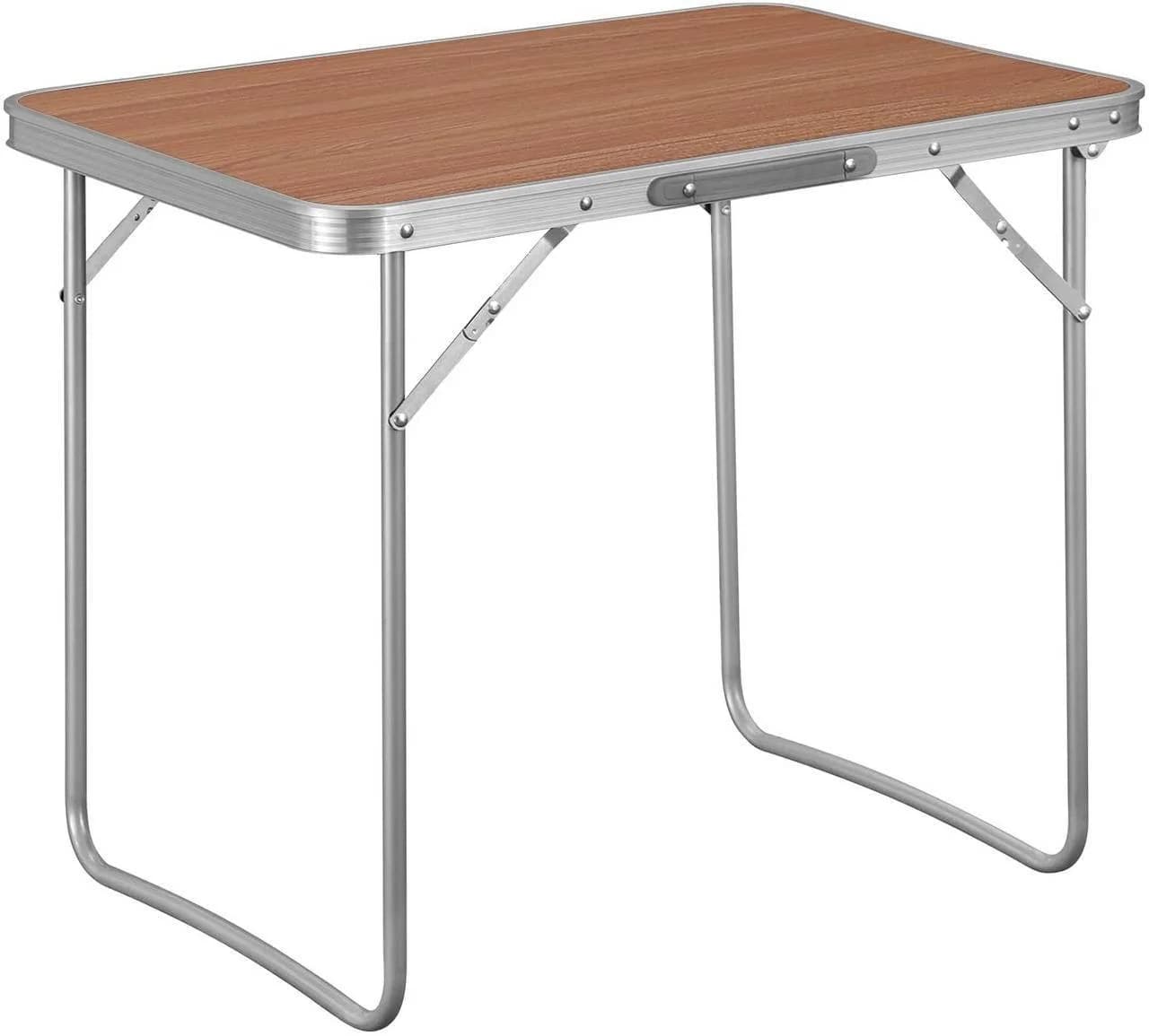 Woltu Campingtisch Klappbar mit Griff Alu MDF Schwarz/Grau/Eiche - Bild 2