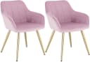 Woltu Esszimmerstuhl 2er Set Rosa-Gold Samt Metallbeine Bild 2