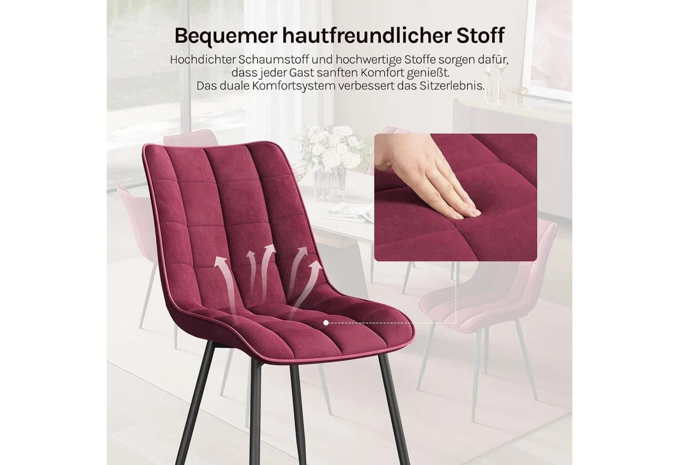Woltu Esszimmerstuhl 4er Set Samt Metallbeine - Bild 5