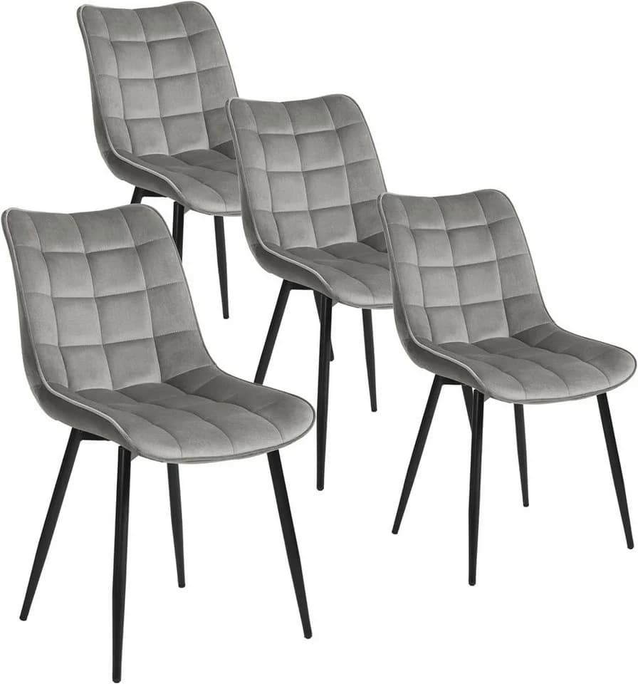 Woltu Esszimmerstuhl 4er-Set Samt grau Metallbeine - Bild 2