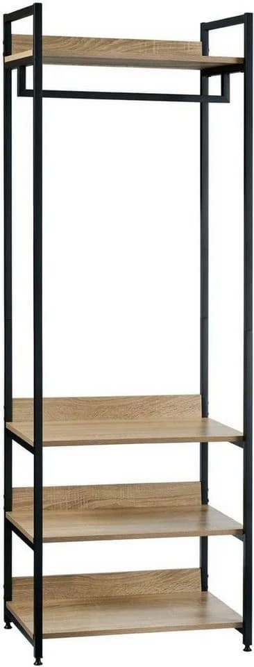 Woltu Kleiderständer mit Schuhregal Stahl Holz Schwarz - Bild 2