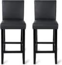 Woltu Barhocker 2er Set Grau Massivholz Kunstleder mit Lehne Bild 2