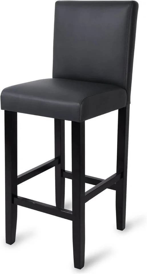 Woltu Barhocker 2er Set Grau Massivholz Kunstleder mit Lehne - Bild 4