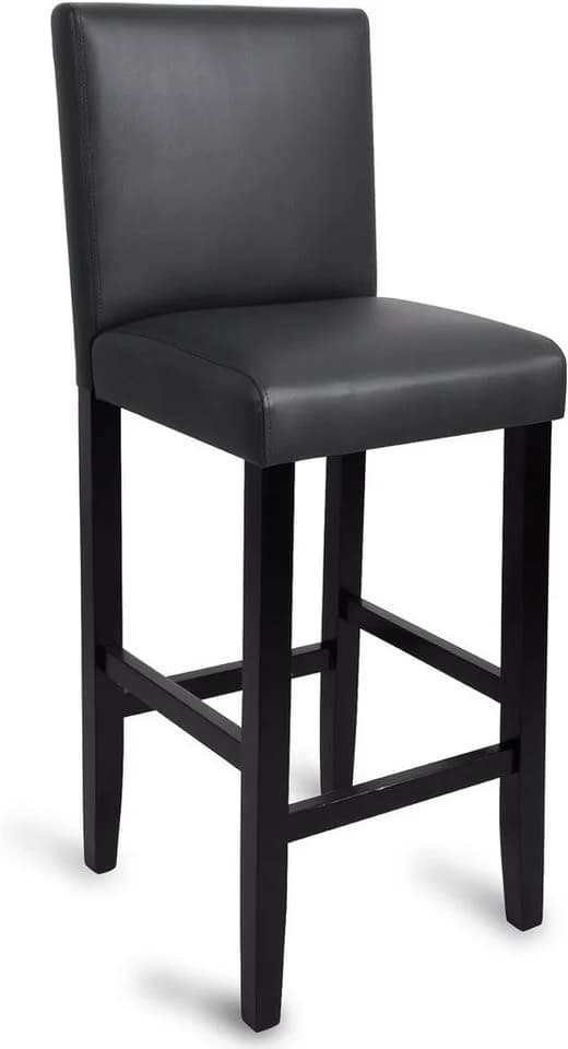 Woltu Barhocker 2er Set Grau Massivholz Kunstleder mit Lehne - Bild 5