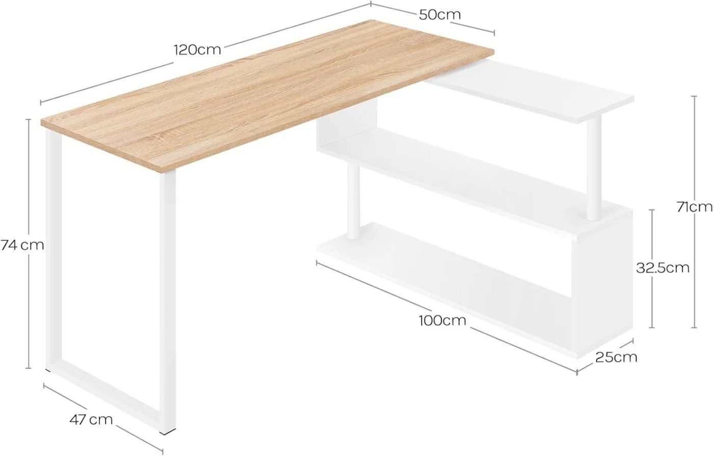 Woltu Schreibtisch mit Ablage 360° drehbar Holzwerkstoff Metall - Bild 3