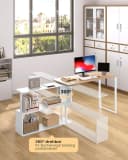 Woltu Schreibtisch mit Ablage 360° drehbar Holzwerkstoff Metall Bild 4