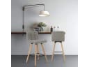 Woltu Barhocker 2er Set Hellgrau Massivholz Leinen Bild 1