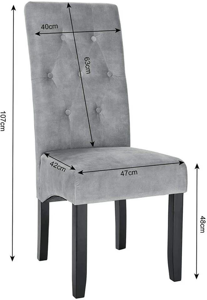 Woltu Esszimmerstuhl 4er-Set Samt Massivholz - Bild 3