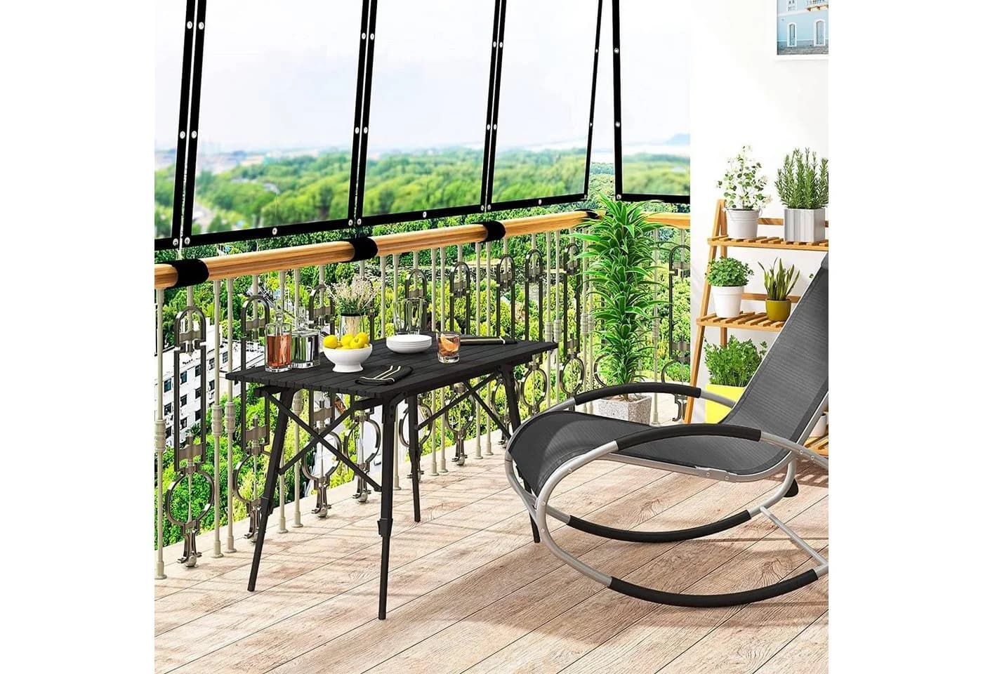 Woltu Campingtisch Klappbar Höhenverstellbar Aluminium Schwarz
