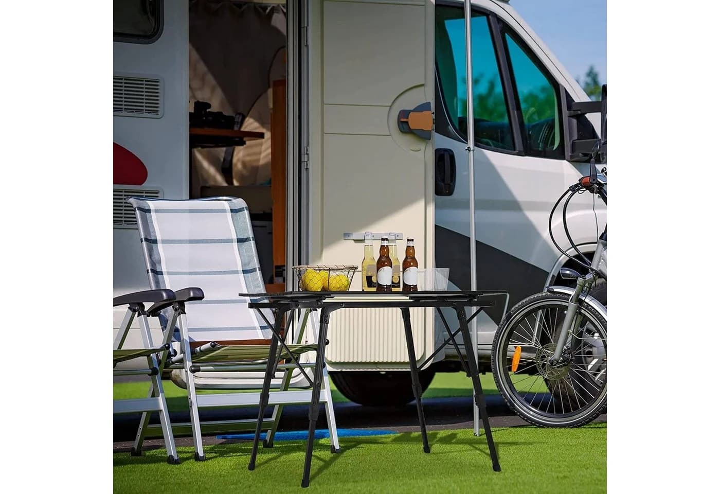 Woltu Campingtisch Klappbar Höhenverstellbar Aluminium Schwarz - Bild 4