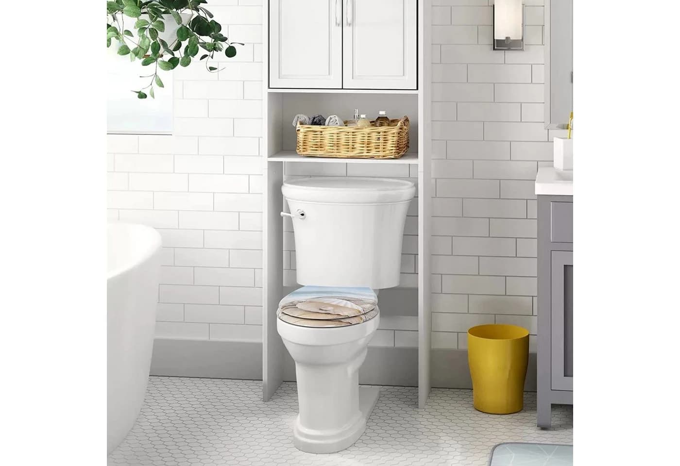 Woltu WC-Sitz Softclose Duroplast Weiß Grün O-Form