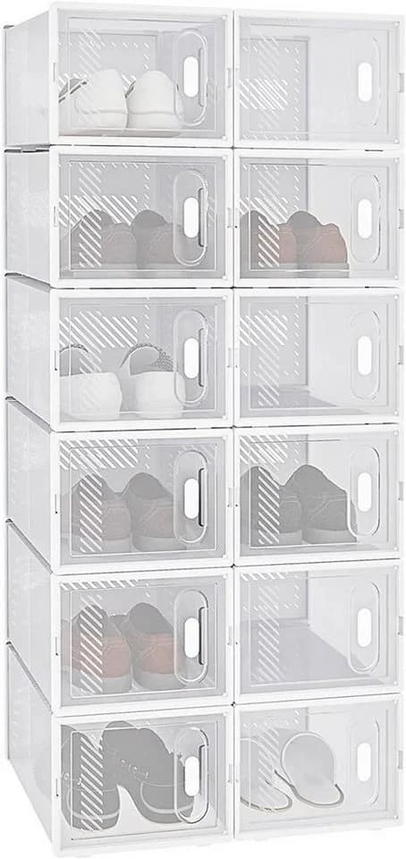 Woltu Schuhbox 12er Set Transparent Weiß mit Magnetverschluss - Bild 2