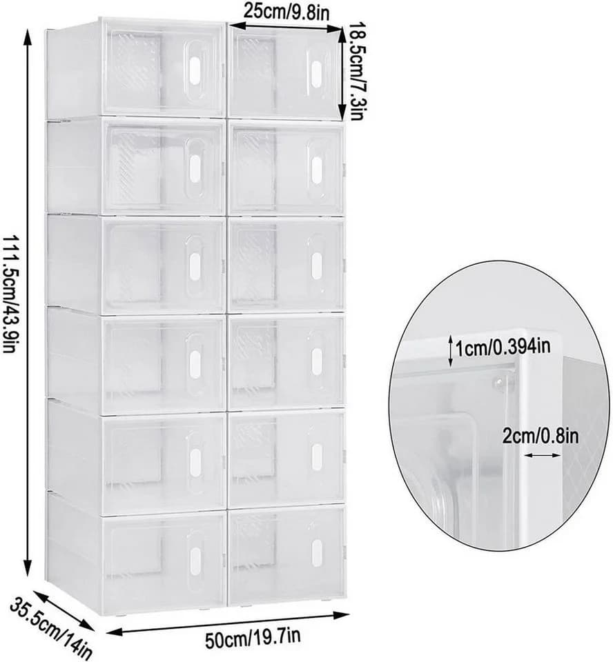 Woltu Schuhbox 12er Set Transparent Weiß mit Magnetverschluss - Bild 4