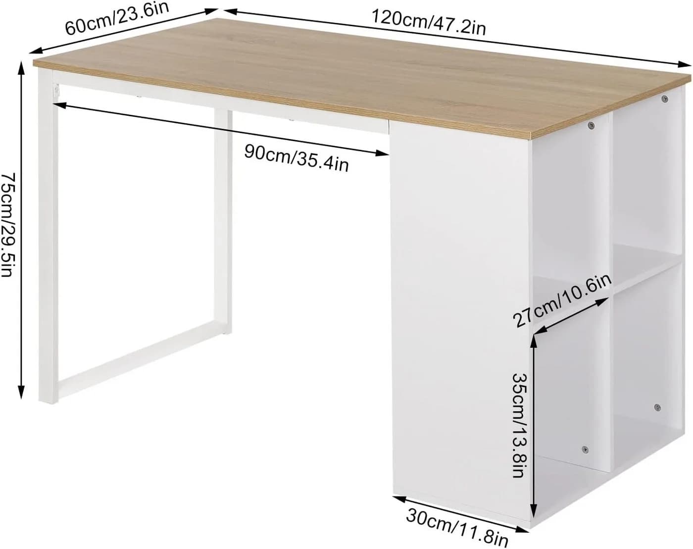 Woltu Schreibtisch 1-St. Melamin Holz Metall - Bild 3