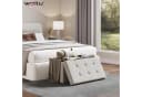 Woltu Sitzhocker mit Stauraum Samt Beige Faltbar Bild 1