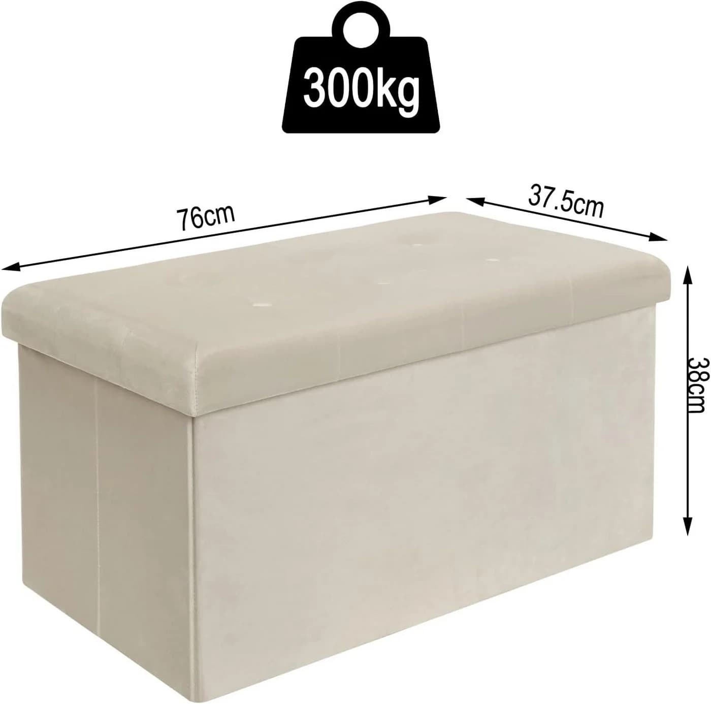 Woltu Sitzhocker mit Stauraum Samt Beige Faltbar - Bild 3