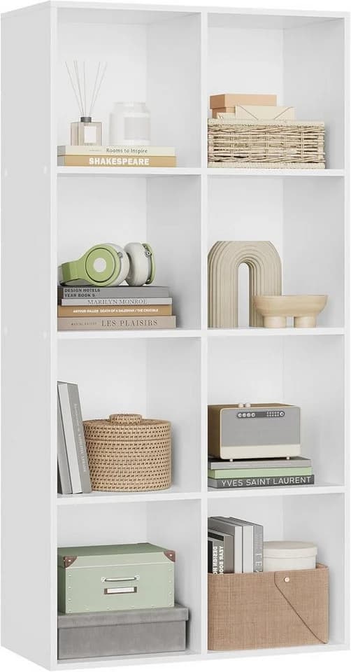 Woltu Bücherregal Weiß 8 Fächer MDF Büroregal Aktenschrank - Bild 2