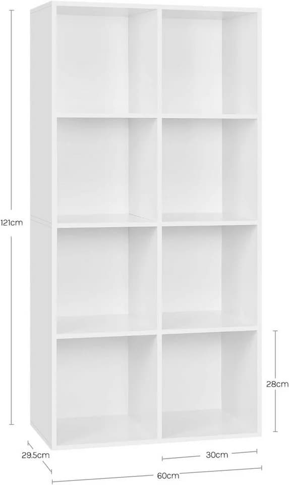 Woltu Bücherregal Weiß 8 Fächer MDF Büroregal Aktenschrank - Bild 3